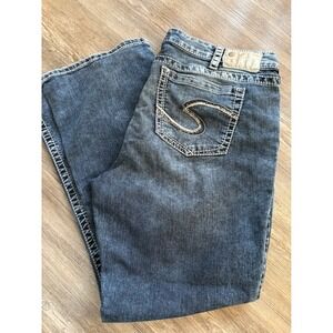 Silver Jeans Womens Aiko Bootcut Jeans Blue Wash Embellished Pockets Size 29 31